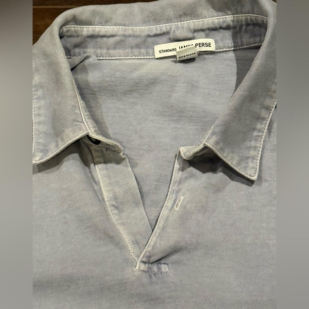 James Perse Basic Distressed Grey Size 1 Polo Shi… - image 3